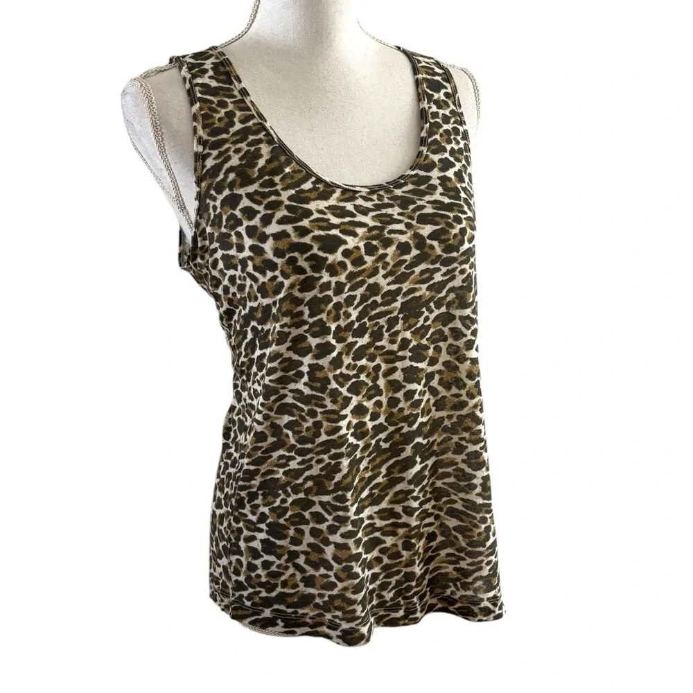 J. Crew Leopard Print Linen Blend Tank
